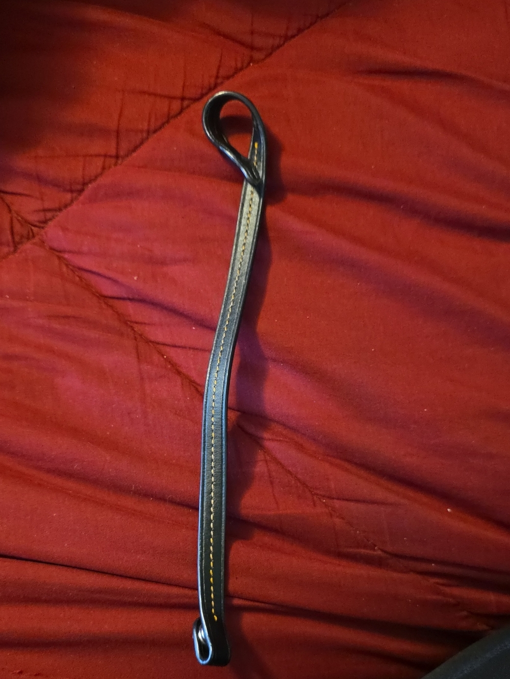 Black Leather Wrist Strap with Contrast Stitching